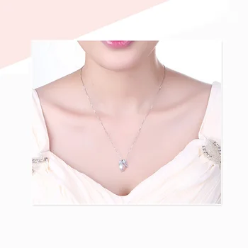 Nunta de apă dulce pearl seturi de bijuterii argint pentru femei,Alb perla naturala seturi de fete la modă, cercei pandantiv petrecere de ziua