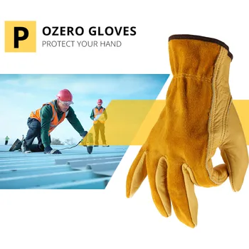 OZERO Muncă pentru Bărbați Mănuși de piele de Vacă Driver de Protecție de Securitate Purtați Lucrătorilor Sudare Moto de Vânătoare, Drumeții Mănuși Pentru Bărbați 0007