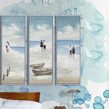 Peisaj Marin canvas art 3 piesă de pictură printuri pentru living home decor decor de birou ocean plimbare pe plajă