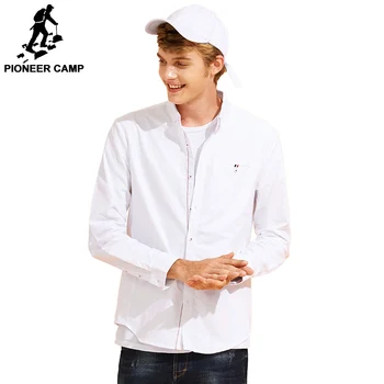 Pioneer Camp nou sosire solidă tricou casual barbati de brand-imbracaminte cu maneci lungi tricou barbat din bumbac de calitate, alb, gri ACC701226