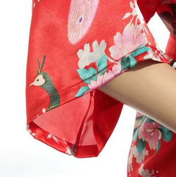 Plus Dimensiune XXXL Vara Sexy Femei de culoare Roba de Satin Raionul de Imprimare cămașă de noapte Lungă Sleepwear Kimono-Halat de Baie Flori de Pijama O-114