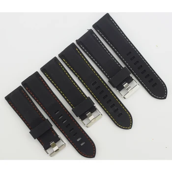 Popular Design Vintage Moale Silicon Eco-friendly watchbands 24mm cauciuc Negru trupa ceas Curea Ceas Sport Curea