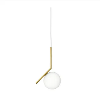 Post-modern, Simplu, Alb ca Laptele Minge de Sticlă Fier Led E27 Lumina Pandantiv Pentru Sufragerie Living Bar Dia 20cm 1146