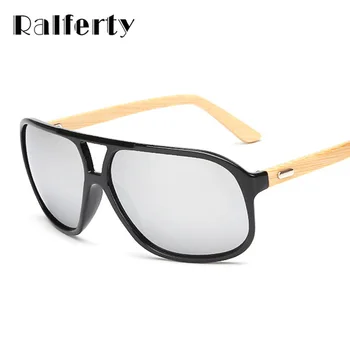 Ralferty de Epocă Mens Lemn ochelari de Soare de Brand Designer de Bambus Ochelari de Soare Pentru Bărbați Supradimensionate Oglindă Ochelari Sport Nuante lunetă