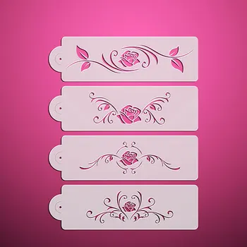 Rose Design2# Valentine Tort de Nunta Stencil Set,Plastic Tort de Dantelă Partea Stencil,Tort Fondant Instrumente,Tort Consumabile ST-3176