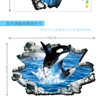 Rupt de Perete 3D Autocolante de Perete Wucaichi Colorat delfin Autocolante de Perete Ușa Stick un Nou Început