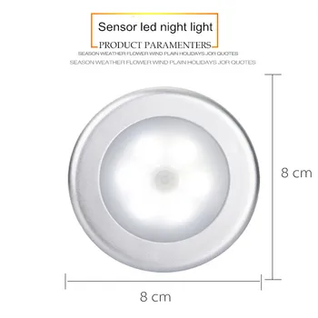 Senzor de mișcare CONDUS Lumina de Noapte PIR Magnetic Rotund Cabinetului CONDUS Lampă de Perete de Lumină autocolant De 3AAA Baterie Pentru Dulap Dormitor scari