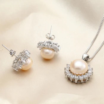 Set de bijuterii perla,naturale de apă dulce pearl pandantiv și cercei set pentru femei,bijuterii de nunta perla seturi de înaltă calitate, cele mai bune cadouri