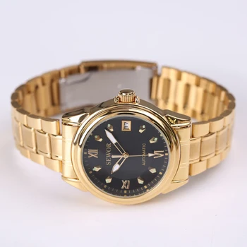 SEWOR de Afaceri Seria de Aur din Oțel Inoxidabil Mens Ceasuri de Top de Brand de Lux Ceas Mecanic Sport Automată Încheietura ceas relogio