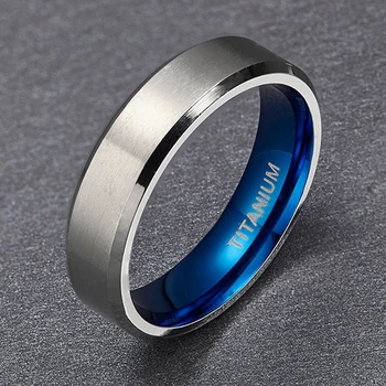 Somen 6mm Titan din Oțel Inoxidabil Bărbați Accesorii de Moda Simplu, în Două Culori, Argintiu Și Albastru Inel de Nunta Pentru bărbați Bijuterii Anel