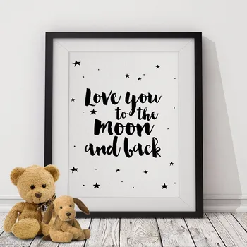 Te iubesc până la Lună și Înapoi Poster Stele ,Citate Motivationale de Perete Tablou Canvas Pepinieră Printuri de Arta Decor Camera pentru Copii Fara Rama