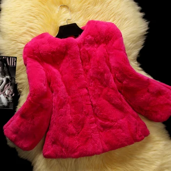 Toamna iarna 2017 maneca trei sferturi slim scurt naturala de iepure rex haină de blană, îmbrăcăminte exterioară pentru femei jacheta de blana de iepure transport gratuit