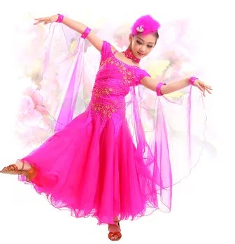 Transport gratuit 120-160cm Nou fata copil copil modern vals de bal, rochie dans concurs de costume S-XXL skyblue galben roz