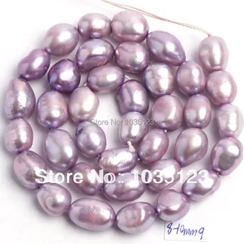 Transport gratuit 8-10mm Lumina Violet de apă Dulce de Perle de Cultură Liberă Margele Vrac Strand 14