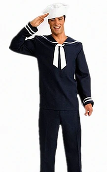 TRANSPORT GRATUIT zy368 barbati sailor costum de Marinar + Hat Mens Militare Rochie Fancy Uniforme militare, Adulți Costum Costum