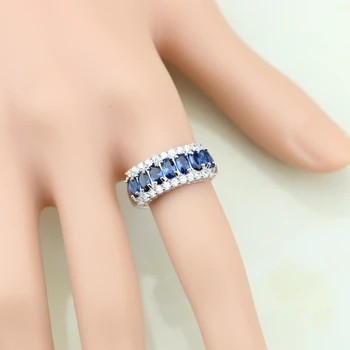 Unic Argint 925 Inel Albastru Cubic Zirconia Albe CZ Pentru Femei Nuntă/Logodnă/Petrecere/Cadouri Inel