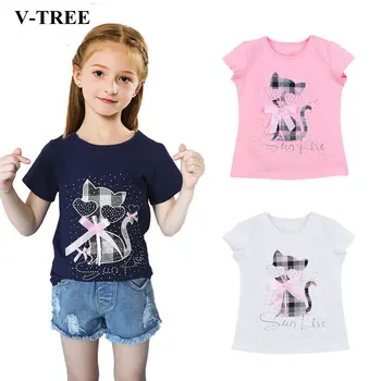 Vara Fete Tricou de Desene animate T-shirt Pentru Fata Diamant Copii Topuri 2-8T Copii, Jachete Copii Teuri Îmbrăcăminte exterioară