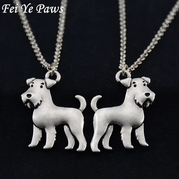 Vintage De Argint Din Oțel Inoxidabil Lanțuri Lungi Airedale Terrier Pandantiv Colier Maxi Schnauzer Câine Kpop Coliere Pentru Femei Bijuterii
