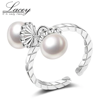 Vintage naturale de apă dulce pearl inel 925 de bijuterii de argint pentru femei,dublu pearl inel de bijuterii fine de înaltă calitate fată cadouri
