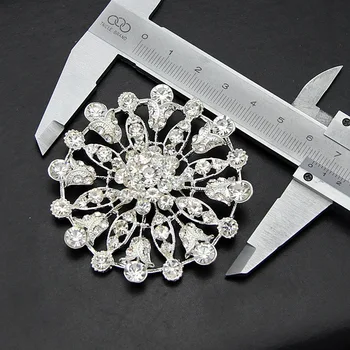 Vintage Placat Cu Rodiu Stunninig Diamante Mari Brosa Floare De Vânzare Fierbinte Zirconiu Femei Eșarfă Ace