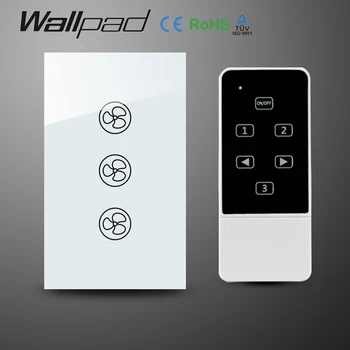 Wallpad 118 NE-AU Standard de Cristal de Sticlă Albă fără Fir control de la Distanță de perete Ventilator comutator tactil,Wifi Viteză Ventilator Comutator,Transport Gratuit