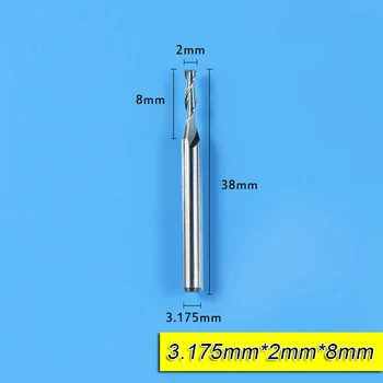 XCAN 10buc 2.0 mm 2 flaut spirală Router cam pentru prelucrarea lemnului 3.175 coadă CNC End Mills freze 8/12/17/22mm