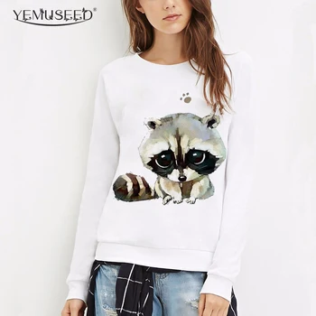YEMUSEED Femei Multi Animal Hanorace Albe Harajuku Moletom Maneca Lunga Bluze Plus XL WMH89