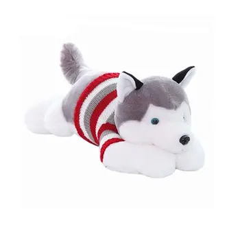 YunNasi Umplute Jucării Moi Husky Perna Cu Pulover 50cm Plus de Câine Papusa de Animale pentru Copii Jucarii Pentru Copii Cadou de Ziua de nastere Pentru Fete
