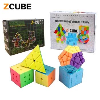 ZCUBE 5 buc/cutie Colorate Stickerless / Fibra de Carbon Magic Cube Set 3x3x3 Viteza de Puzzle Pyraminx Megaminx Axa Oglindă Cub de Jucărie -48