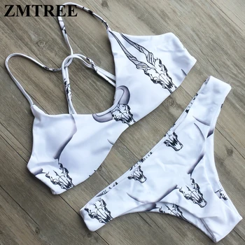 ZMTREE Triangle Bikini Set 2017 Nou Tipărite de costume de Baie Bikini swimswear Femei Beachwear Bandaj Biqinis Strappy Bathingsuit