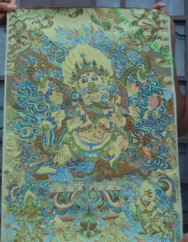 35 inch Tibet broderie de Mătase, 6 Brate Mahakala Mânios Zeitate Buddha Tanga Pictură Murală