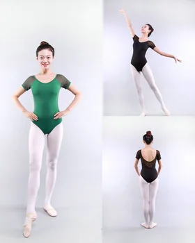 Adult Gimnastica Tricou Plasă de Dans Tricouri Maneca scurta Balet Tricouri pentru Femei de Dans Uzura Justaucorps Adulte