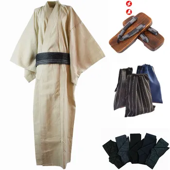 Pijamale Kimono Bumbac Țesute pânză Oameni mult kimono design halate de baie Halat Mens Rochie