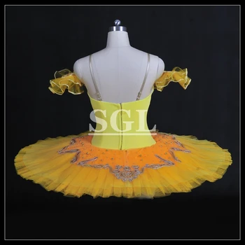Transport Gratuit.Balet clasic, Balet Profesionist Costume de Dans Pentru Concert Adult Galben Fusta Tutu 12 Straturi AT1047