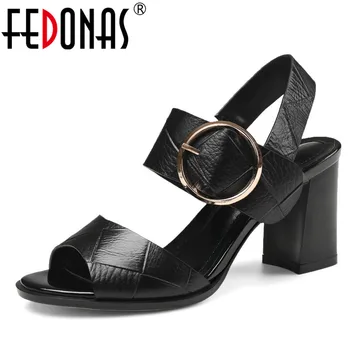 FEDONAS Pantofi de Vara pentru Femeie 2018 din Piele Elegant Gladiator cu Toc Pompe de Moda Platforme de sex Feminin Pantofi Sandale