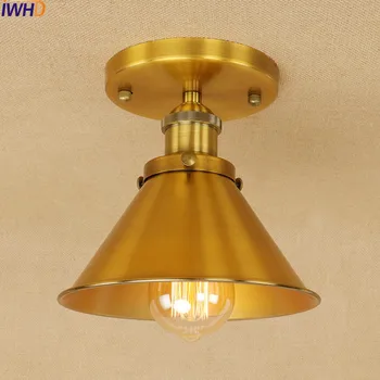 IWHD Ameican de Aur CONDUSE de Plafon Lumina Vintage Camera de zi Flush Mount Industriale Lampă de Tavan Plafonnier de iluminat Corp de Iluminat