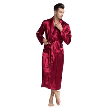 Tony&Candice Bărbați Mătase Satin Halat de baie Halat Lung si Solid, Pijamale de Mătase Bărbați cămașă de noapte de Mătase Sleepwear kimono homme Halat