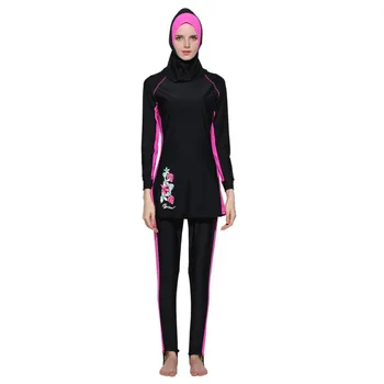 2017 Modest Musulman costume de Baie Femei Costume de baie Imprimate Florale de Vară Hajib Islamic costum de Baie Anti-UV Fata Beachwear Burkinis 3 Buc