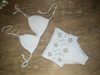 2018 Venus, Vacanta, sexy crochet bikini set de diamant de costume de baie cu talie înaltă flori de costume de baie bandaj bling pietre costum de baie