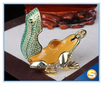 Cu Feng Shui Broasca Râioasă Trinket Box Cutie de Bijuterii cu Incrustate cu Cristale, Cutie Figurina Broasca Statuie Figurina metal Craft