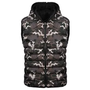 Mens Îmbrăcăminte De Iarnă Jachete Fără Mâneci Îngroșarea Moda Haine Calde Casual Camuflaj Tipărite Mens Jos Veste A5070