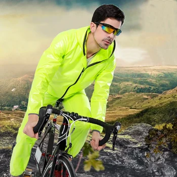 Nouă Bărbați Ciclism Seturi De Protecție Solară Rezistent La Apa Set De Biciclete În Condiții De Siguranță Reflectorizante Bandă Plimbare Pelerina De Ploaie-Pantaloni / Haine De Ciclism