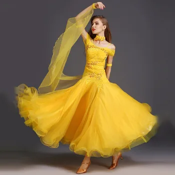 2017 Noi Femeile Dans Rochie Lycra Tifon 9Colors S-XXL Etapă Standard de Performanță Moderne Vals Tango Jiguri Costume de Dans