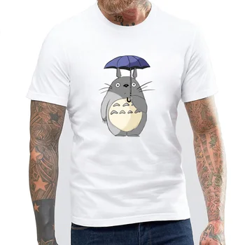 BLWHSA în ploaie cu umbrela de Design de tricouri pentru bărbați Drăguț desen Animat Anime Barbati tricouri din Bumbac Tricou
