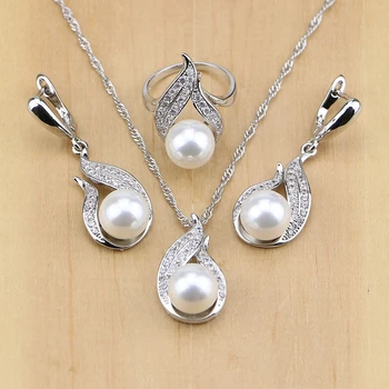 De apă dulce Pearl Cu Margele Seturi de Bijuterii de Argint 925 de Bijuterii de nunta de decorare Pentru Femei Cercei/Pandantiv/Inel/Colier Set