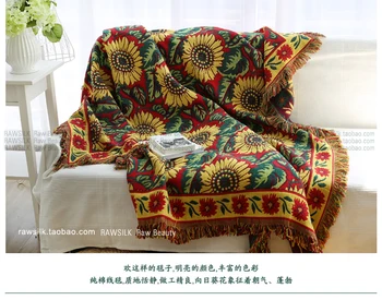 Europene kinited dublă față-verso de floarea-soarelui arunca jacquard de bumbac gros pături Art canapea acoperi acasă decorative pătură pentru pat