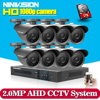 Fierbinte,CCTV AHD Sistem DVR 8CH 2.0 MP Exterior Impermeabil Camere de supraveghere CCTV Kit de Sistem de Canal 8 Camera de Supraveghere Video HDMI 1080P Kit