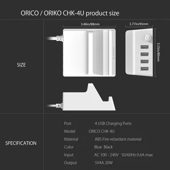 Incarcator USB Titularul ORICO 4 Porturi Desktop Încărcător Inteligent cu Telefonul / Tableta de Montare pentru Samsung iphone Power Bank - (CHK-4U)