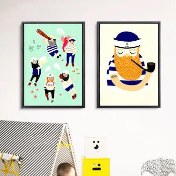 Marinar Și Prietenii Urs Panza Arta Print Tablou Poster Poze De Perete Pentru Camera Copii Acasă Decorative Decor Dormitor Fara Rama