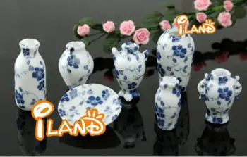 1:12 Drăguț casă de Păpuși în Miniatură tradițională Chineză stil de vaza
